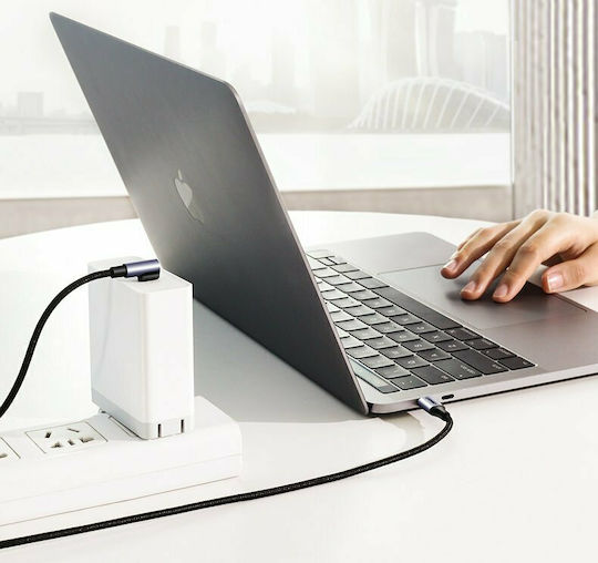 Ugreen US255 Angle (90°) / Braided USB 2.0 Cable USB-C male - USB-C 60W PD Μαύρο 2m 50125
