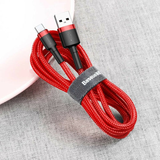 Baseus Cafule Braided USB 2.0 Cable USB-C Male USB-A Red 3m CATKLF-U09