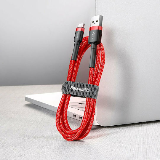 Baseus Cafule Braided USB 2.0 Cable USB-C Male USB-A Red 3m CATKLF-U09