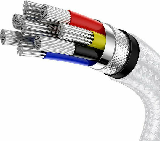 Baseus Cafule Metall Geflochtenes USB 2.0 Kabel USB-C männlich - USB-C 100W PD Weiß 2m CATJK-D02