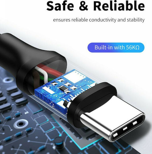 Cabletime C160 USB 2.0 Cable USB-C male - USB-A 15W Μαύρο 0.25m CT-C160-U323A-CMAM1-B