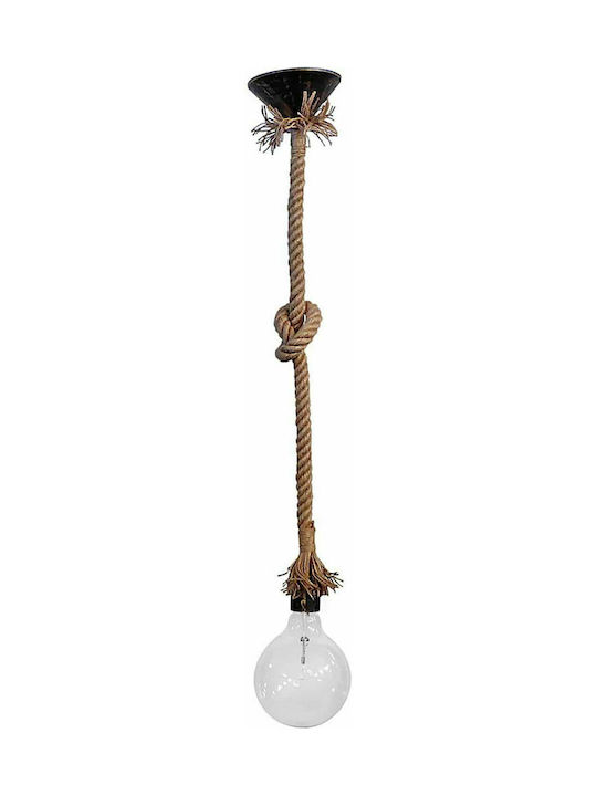 Heronia E/27k rope 1/l Κρεμαστό Φωτιστικό Μπρούτζινο με Σχοινί για Ντουί E27 18εκ.