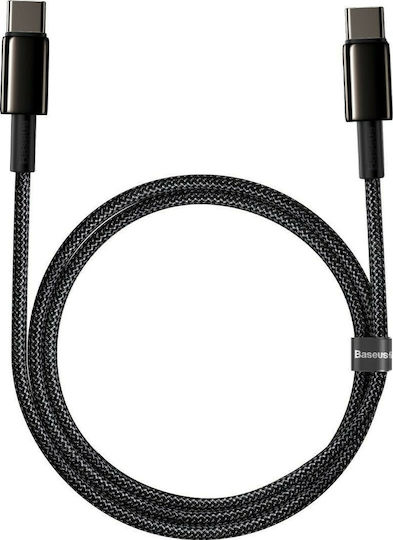 Baseus Tungsten Braided USB 2.0 Cable USB-C male - USB-C 100W PD Μαύρο 2m CATWJ-A01