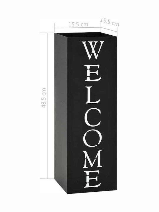 vidaXL Regenschirmständer Metallisch Welcome Black 15.5x15.5x48.5cm 1Stück