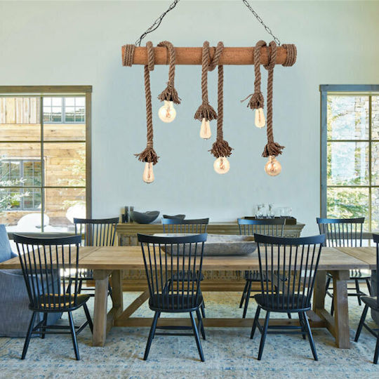 Inlight Pendant Light Brown Rail for 6 Bulbs E27