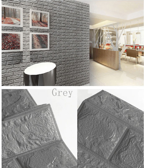 3D Wall Panels Foam Adhesive 55332 Gray Foam Gray 75x70cm