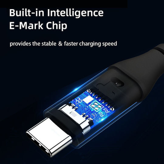 Cabletime CM100 PD100W USB 2.0 Cable USB-C male - USB-C 100W PD Μαύρο 1m CT-CM100-PB1