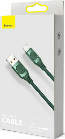 Baseus Power Delivery Braided USB 2.0 Cable USB-C Male - USB-A 15W Green 1m
