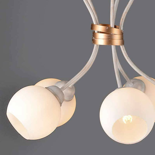 Aca Elegant Pendant Light White Bell for 5 Bulbs E27 48x53cm