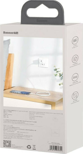 Baseus Simple Wisdom USB 2.0 USB-C Male - USB-A Cable 40W White 1.5m TZCATZJ-02 2 Pcs