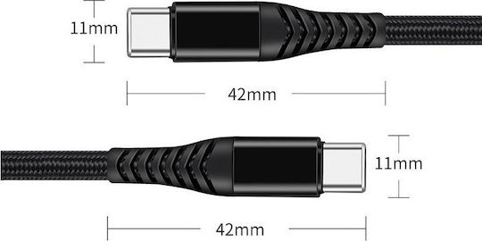 Lamtech Braided USB 2.0 Cable USB-C Male - USB-C Black 2m
