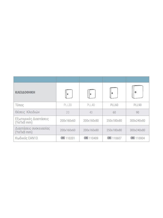 Arregui Wall Key Holder Metallic 40 positions with Lock 16x8x20cm