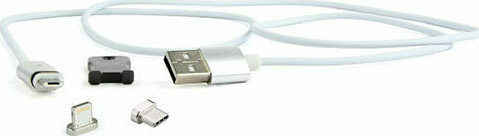 Cablexpert Magnetic Regular USB 2.0 Cable USB-C Male to USB-A Gray 1m