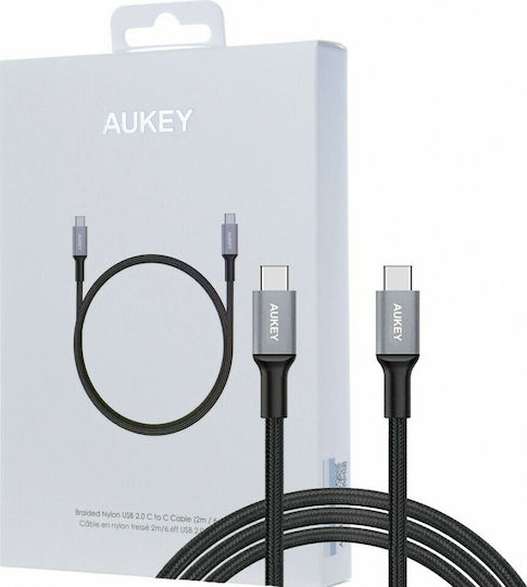 Aukey Braided USB 2.0 Cable USB-C male - USB-C 60W Μαύρο 2m CB-CD6