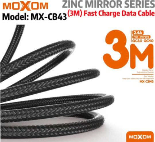 Moxom MX-CB43 Braided USB 2.0 Cable USB-C male - USB-A Black 3m