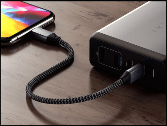 Satechi Braided USB-C to Lightning Cable 60W Μαύρο 0.25m (ST-TCL10M)