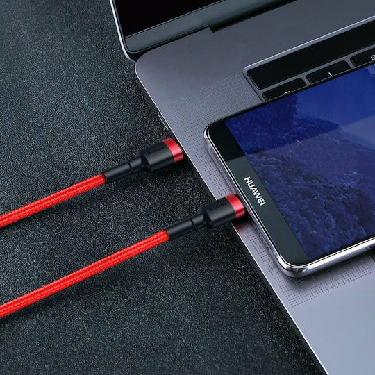 Baseus Cafule Cablu Braided USB 2.0 USB-C Male - USB-C 60W PD Roșu 2m CATKLF-H09