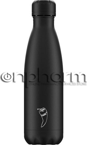 Chilly's Original Series Monochrome Bottle Thermos Stainless Steel BPA Free 500ml Black