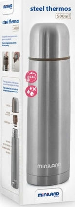 Miniland Steel ML Bottle Thermos Stainless Steel BPA Free 500ml Silver with Cap-Cup