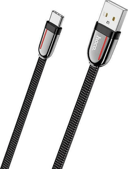 Hoco U74 Groß Geflochtenes Flaches USB Typ-C Kabel USB 2.0 männlich - USB-A Schwarz 1,2 m