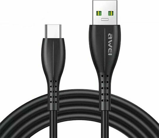 Awei CL-115T USB 2.0 Cable USB-C male - USB-A Μαύρο 1m AW-CL-115T