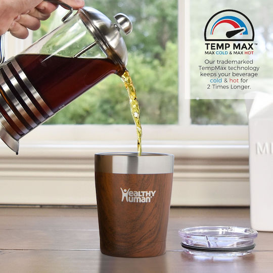Healthy Human Cruiser Tumbler Glass Thermos Stainless Steel BPA Free 350ml Brown With Straw