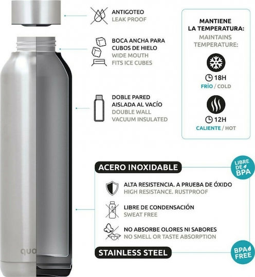Quokka Solid Bottle Thermos Stainless Steel BPA Free 510ml Black with Mouthpiece