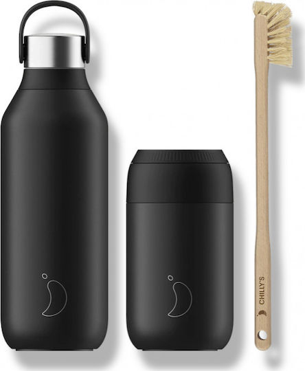Chilly's Series 2 Bottle Thermos Stainless Steel BPA Free 500ml Black