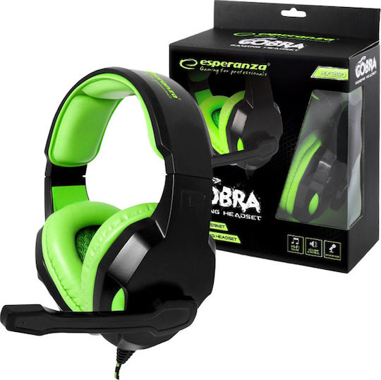 Esperanza Cobra Over Ear Gaming Headset με σύνδεση 2x3.5mm Πράσινο
