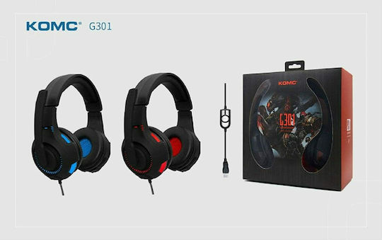 Komc G301 Over Ear Gaming Headset με σύνδεση USB Black/Blue