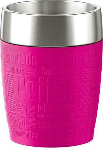 Tefal Travel Cup Glass Thermos Stainless Steel 200ml Pink with Mouthpiece