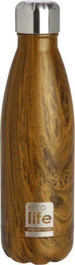 Ecolife Recyclable Bottle Thermos Stainless Steel BPA Free 500ml Brown