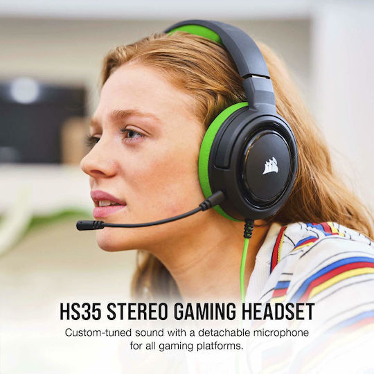 Corsair HS35 Over Ear Gaming Headset with Connection 3.5mm Green