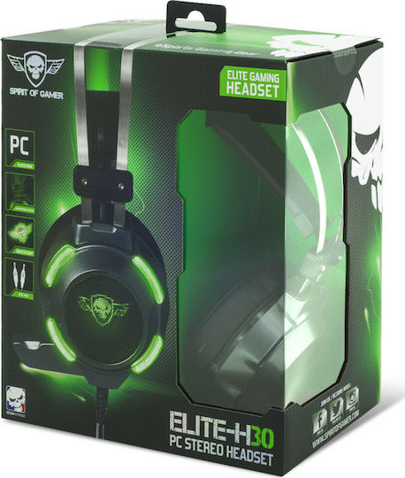 Spirit of Gamer Elite H30 Over Ear Gaming Headset με σύνδεση 3.5mm / USB Πράσινο