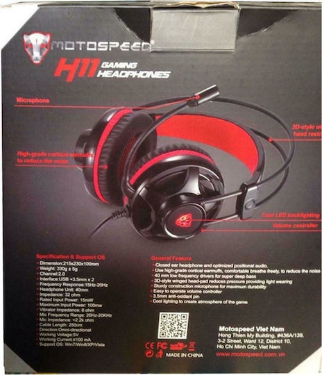 Motospeed H11 Über Ohr Gaming-Headset mit Verbindung 3,5mm Rot