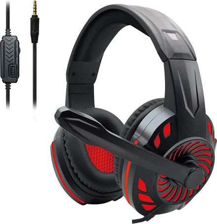 Komc S60 Over Ear Gaming Headset with Connection 3.5mm Black/Red