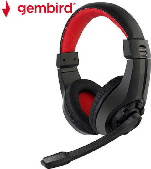 Gembird GHS-01 Over Ear Gaming Headset με σύνδεση 2x3.5mm Κόκκινο