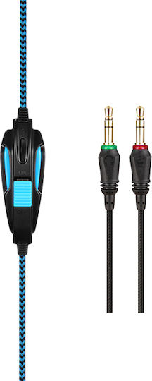 Sades GPower Over Ear Gaming Headset με σύνδεση 2x3.5mm Μπλε
