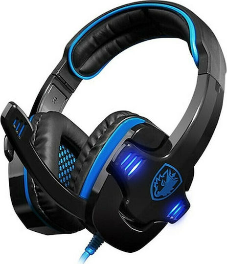Sades GPower Over Ear Gaming Headset με σύνδεση 2x3.5mm Μπλε