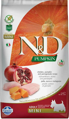 Farmina N&D Pumpkin Adult Mini 2.5kg Trockenfutter ohne Getreide für erwachsene Hunde kleiner Rassen mit Huhn, Granatapfel und Kürbis