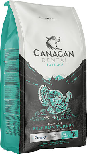 Canagan Free Range Turkey Dental 12kg Dry Food for Dogs Grain-Free with Turkey, Chicken and Potatoes