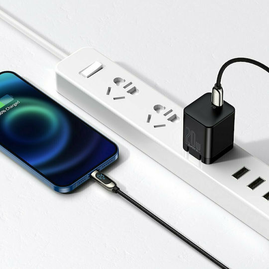 Baseus Display Плетена USB-C към Lightning кабел 20W Черен 1м (CATLSK-01)