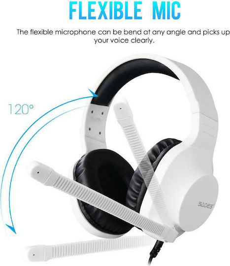 Sades Spirits Over Ear Gaming Headset with Connection 2x3.5mm White