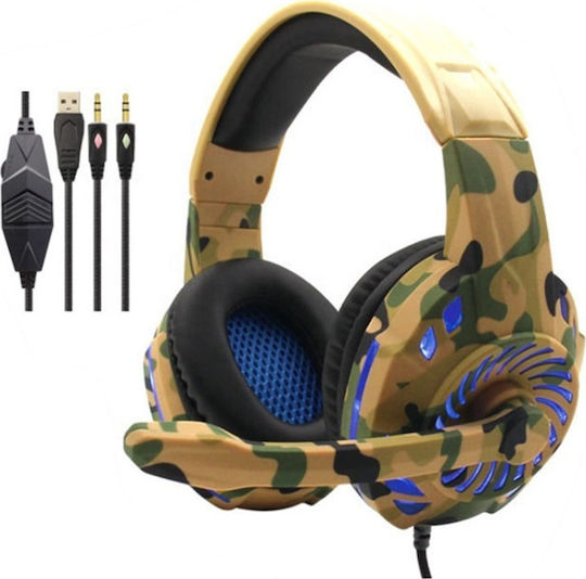 Komc G306 On Ear Gaming Headset with Connection 2.5mm / USB Brown Camouflage