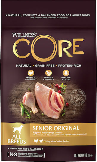 Wellness Core Grain Free Senior Original 10kg Dry Food Grain-Free for Senior Dogs with Turkey and Chicken
