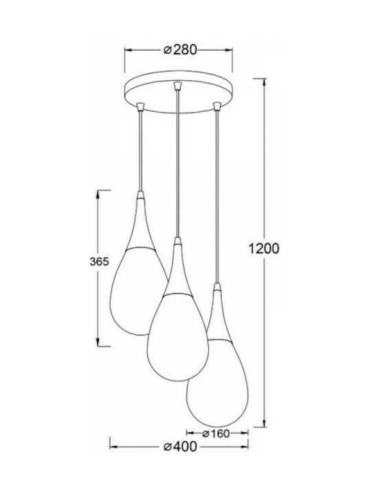 Aca Atena Pendant Light Black Ball with Socket E14, E.14 41cm