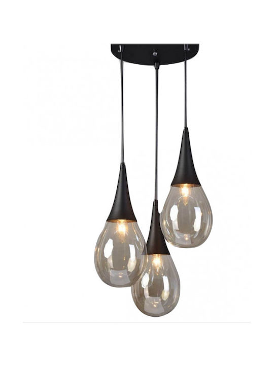 Aca Atena Pendant Light Black Ball with Socket E14, E.14 41cm