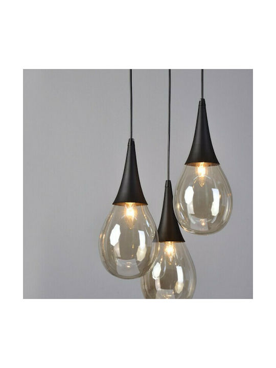 Aca Atena Pendant Light Black Ball with Socket E14, E.14 41cm