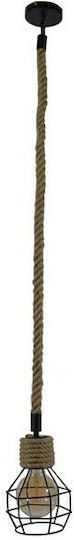 GloboStar Hellet Pendant Light Black with Rope for Socket E27 16x16x25cm