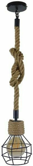 GloboStar Hellet Pendant Light Black with Rope for Socket E27 16x16x25cm